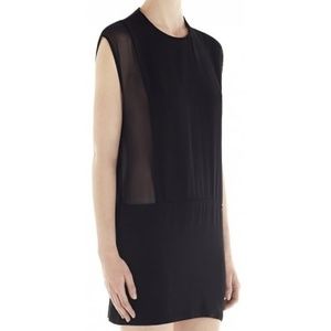 Iro Jacel Sheer Silk Trim Black Tunic Dress Top